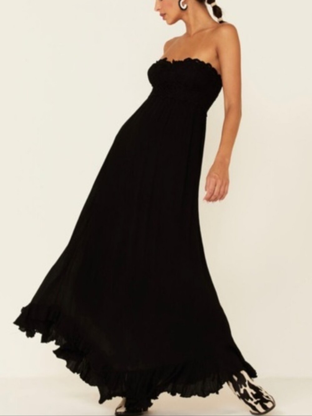 Sweet Lovely by Jen Adelle style Lace Corset Strapless Black Maxi Dress
